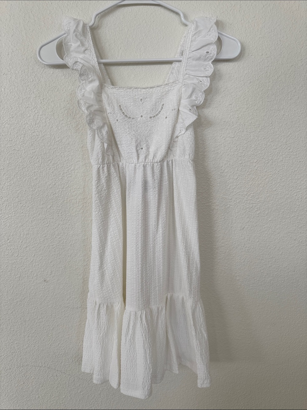 Zara White Eyelet Ruffle Sundress for Girls